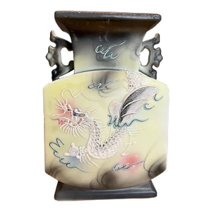 Mid 20th Century Vintage Hinode Dragonware Moriage Vase Japan