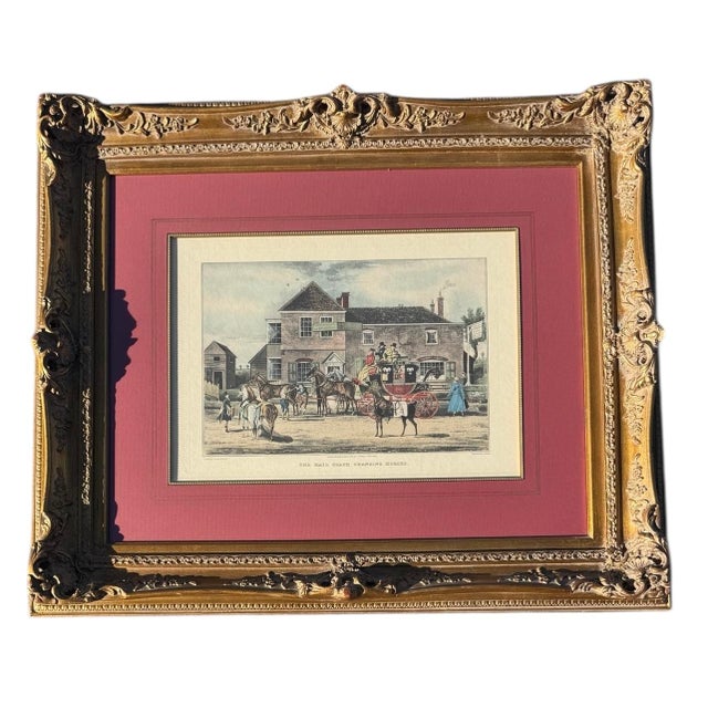 English Early 19th Century The Mail Coach Changing Horses, Originally Painted by James Pollard and Engraved by G. Reeves or R. Havell. For Sale - Image 3 of 14