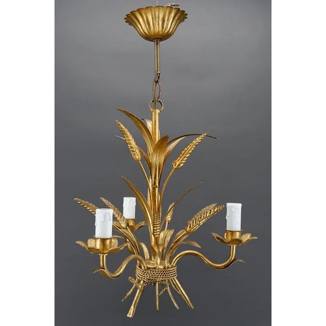 Metal Golden Pendant with Ears of Wheat, 1960s For Sale - Image 7 of 13