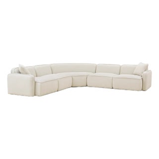 Travie 5-Piece Sand Upcycled Linen Modular Large L-Sectional For Sale