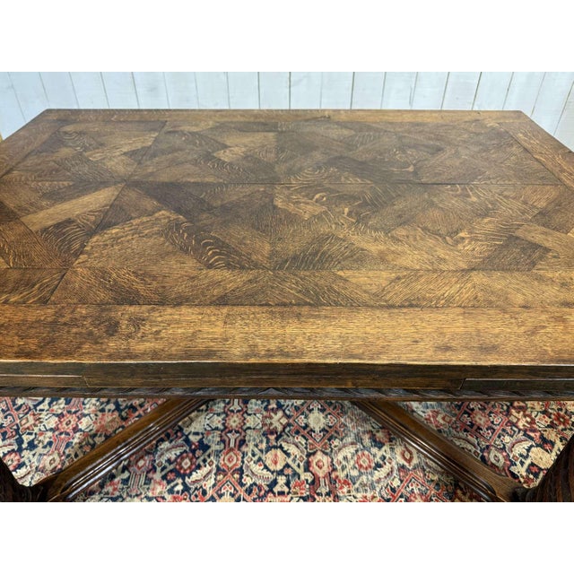 Extendable Oak Table with Gothic Decoration, 1930s For Sale - Image 17 of 18