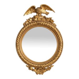 1940s Italian Giltwood Federal Style Bulls Eye Round Mirror - New York Fj Newcomb