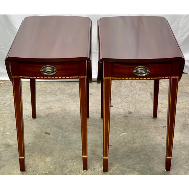 Vintage Mahogany Craftique Hepplewhite Style Drop Leaf Pembroke Side