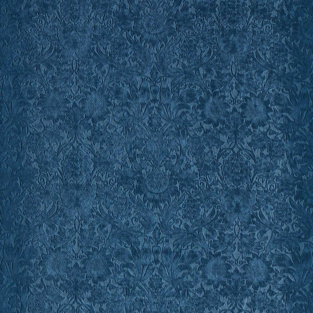 Morris & Co Sunflower Caffoy Velvet Fabric in Inky Fingers - a Sample For Sale