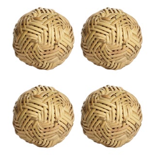 4" Diameter Rattan Fill Decorative Balls, Set of 4 For Sale