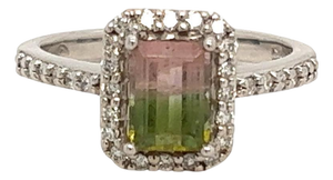 Multicolor Tourmaline Diamond Ring 14k Gold 1.15 TCW Certified