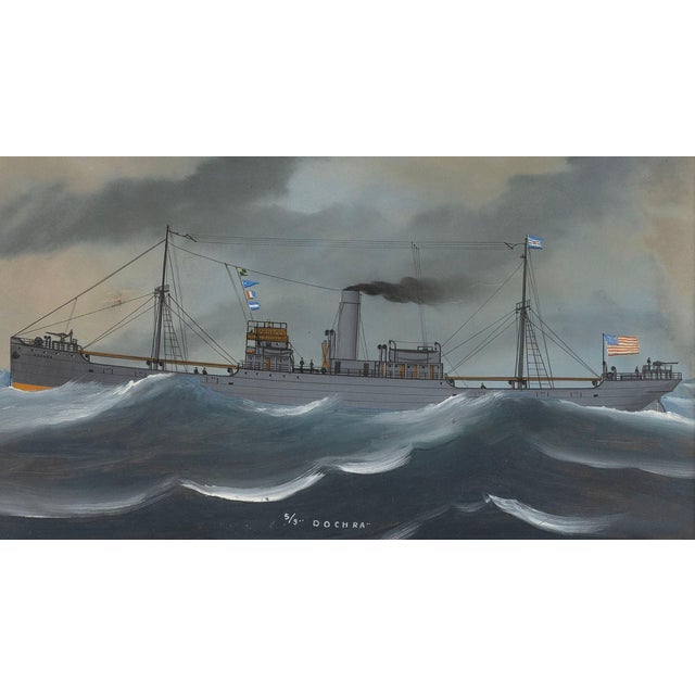 American Italian School Early 20th Century "Ss Dochra". 27" X 35' Titled Lower Center. Gouache, Framed For Sale - Image 3 of 6