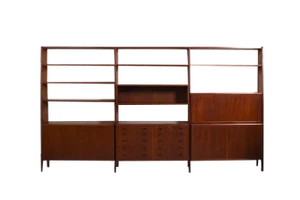 Danish Freestanding Teak Shelf System with Cabinets, 1950s