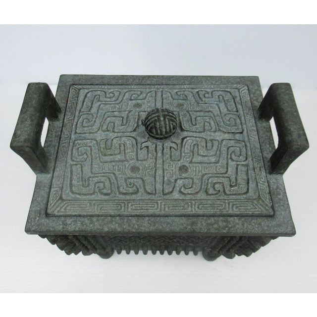 1960s Vintage C.1960s James Mont, Aztec-Style, Footed Ice Bucket With Handles & Interior Liner For Sale - Image 5 of 13