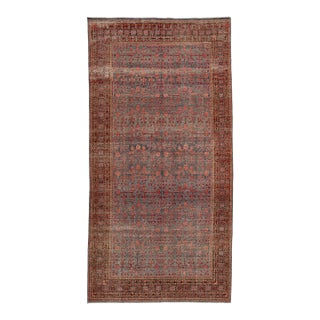 Antique Khotan Rug With Pomegranate Motif in Muted Terracotta & Slate Gray, Wool Area Rug For Sale
