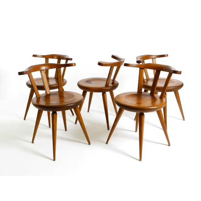 Mid-Century Modern Mid-Century Wood Sprouted Low Back Chairs, 1950s, Set of 5 For Sale - Image 3 of 18