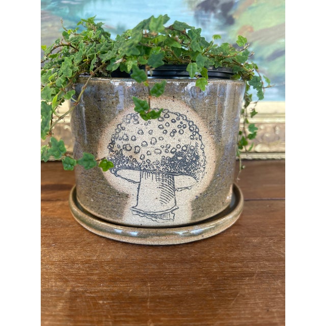 1970s Handmade PNW Wheel-Thrown Signed Planter With Dish. For Sale - Image 5 of 10