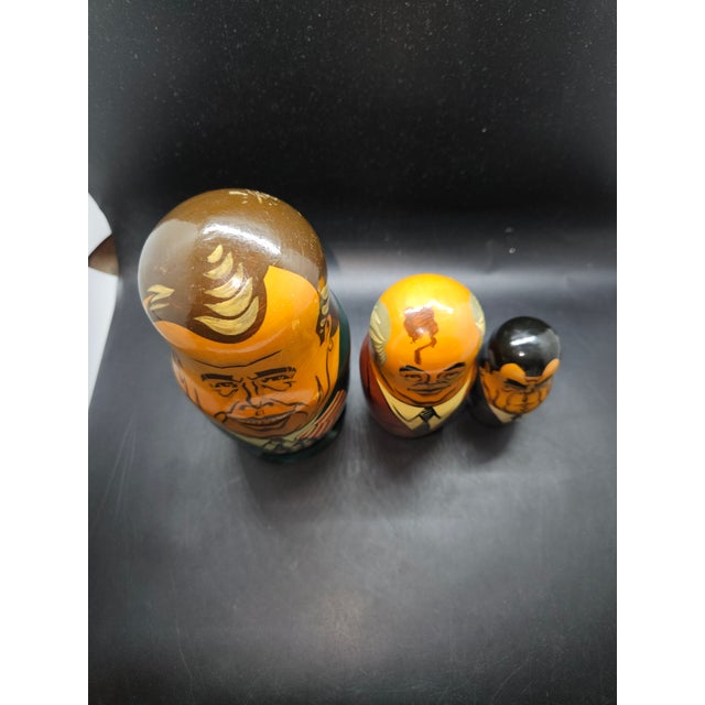 pieces Politician Matryoshka Dolls. President George HW Bush, Soviet Leader Mikihail Gorbachev and Soviet General Leonid...