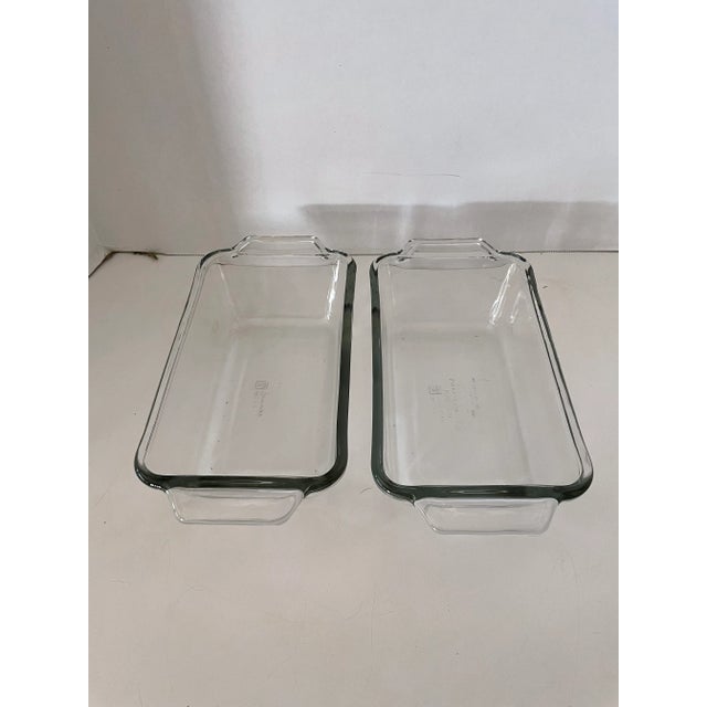 1980s Vintage Anchor Hocking Ovenware Loaf Pans with Silverplate Carrier- 3 Pieces For Sale - Image 5 of 8