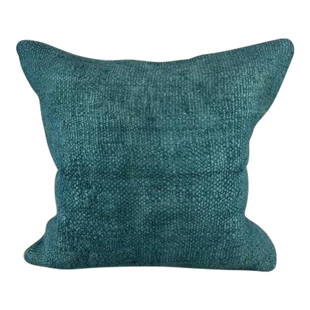 20 x 20 Hemp Pillow Turkish Cushion Natural Blue Pillow Cushion Cover For Sale