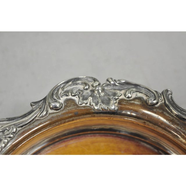 Vintage English Victorian Silver Plated Floral Repousse Bar Wine Bottle Coaster For Sale - Image 10 of 15