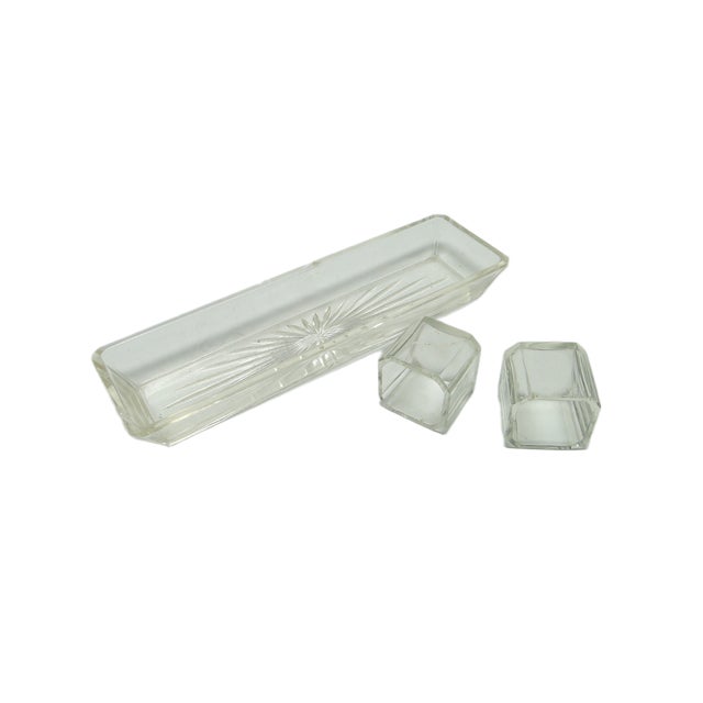 1950s Art Deco Crystal Salt Holders, Poland, 1950s, Set of 3 For Sale - Image 5 of 10