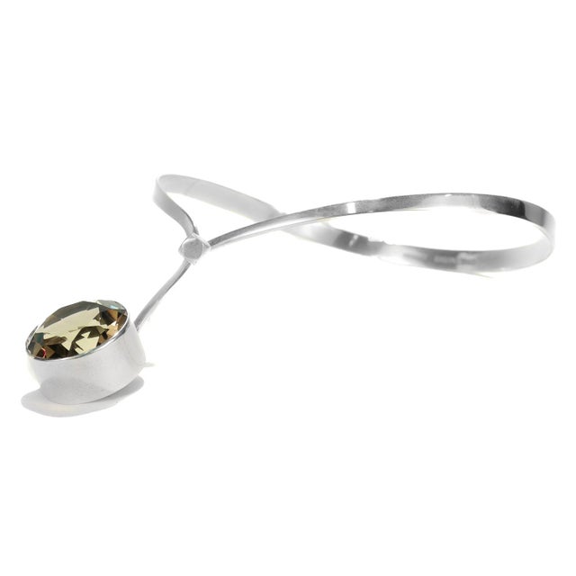 Scandinavian Mid-Century Silver & Smoky Topaz Choker Necklace by Gert Thysell For Sale In Philadelphia - Image 6 of 12