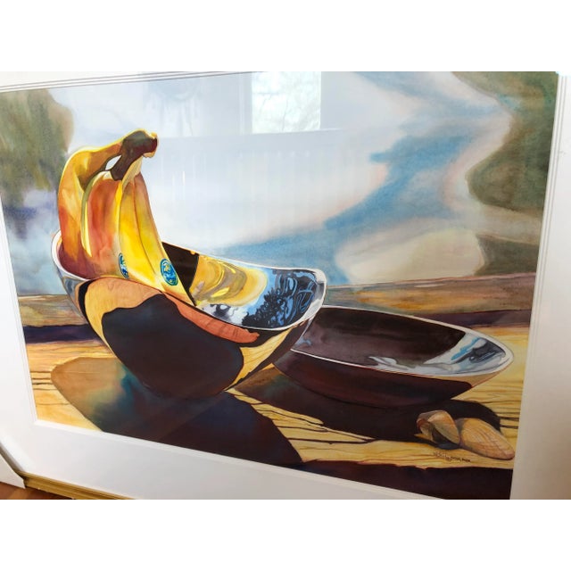 Gold "Chiquita By the Bay" Watercolor Post Impressionist Painting For Sale - Image 8 of 10