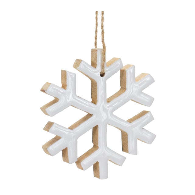 Kenneth Ludwig Chicago Wood Snowflake Ornament (Set of 12) For Sale - Image 4 of 5