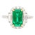 2.22 Carat Emerald Cut Natural Colombian 10mm Emerald & Baguette Diamond Ring Size 6 For Sale