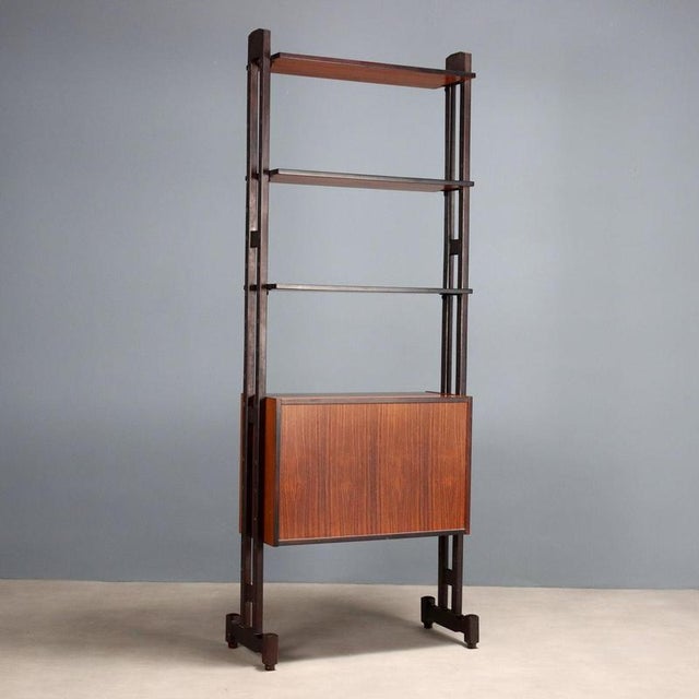 Brown Vintage Wooden Bookcase, 1960s For Sale - Image 8 of 9