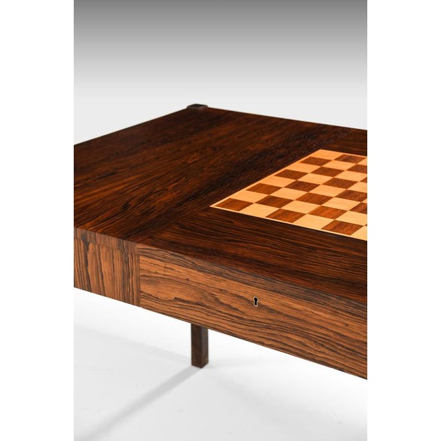 This rare desk or library table, produced in sweden during the 1950s by an unknown designer, exemplifies the refined...