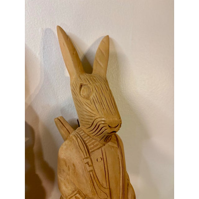 Vintage Hand Carved Wooden Rabbit Wall Hooks, Coat Rack, Pair, Philippines For Sale In Miami - Image 6 of 9