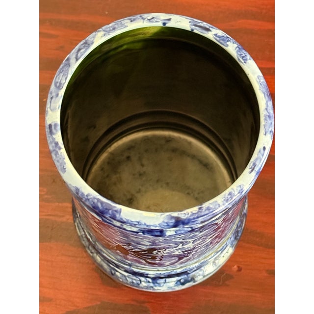 Studio Pottery Blue Glazed Utensil Holder, Signed For Sale - Image 6 of 8