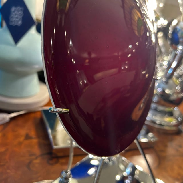 Italian Red Hand Blown Convex Disk Tabletop Lamp Style of Murano For Sale - Image 11 of 11