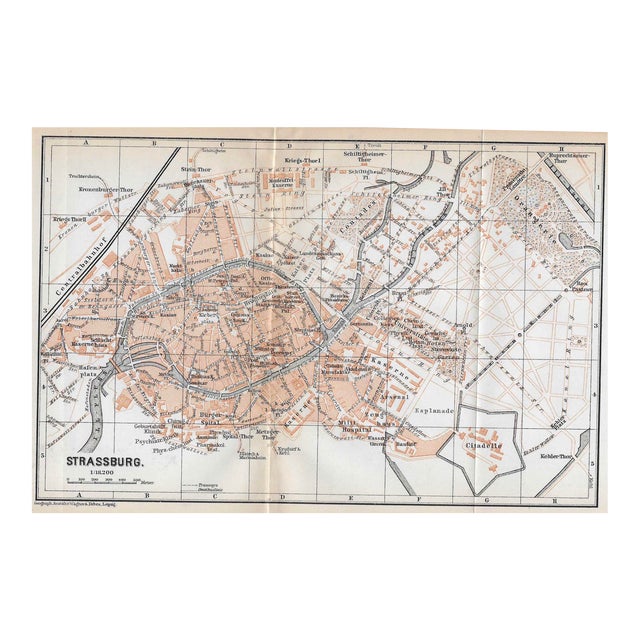 Antique Strasbourg France Map For Sale