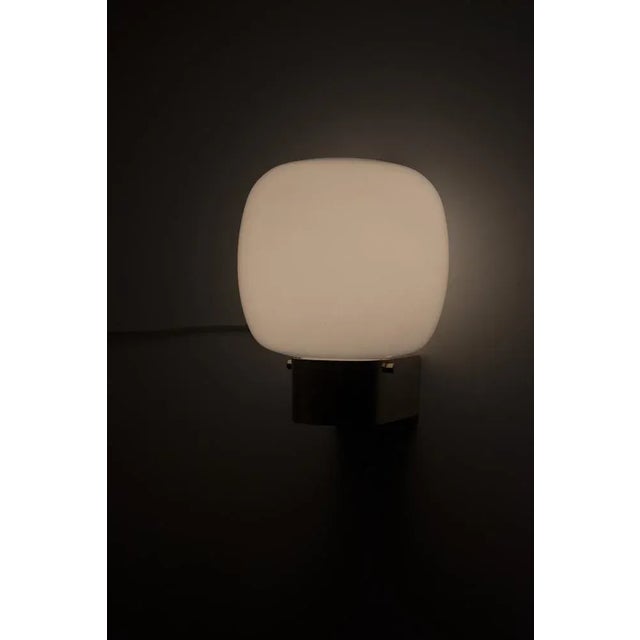 Brass Wall Lamp in White Glass For Sale - Image 6 of 9
