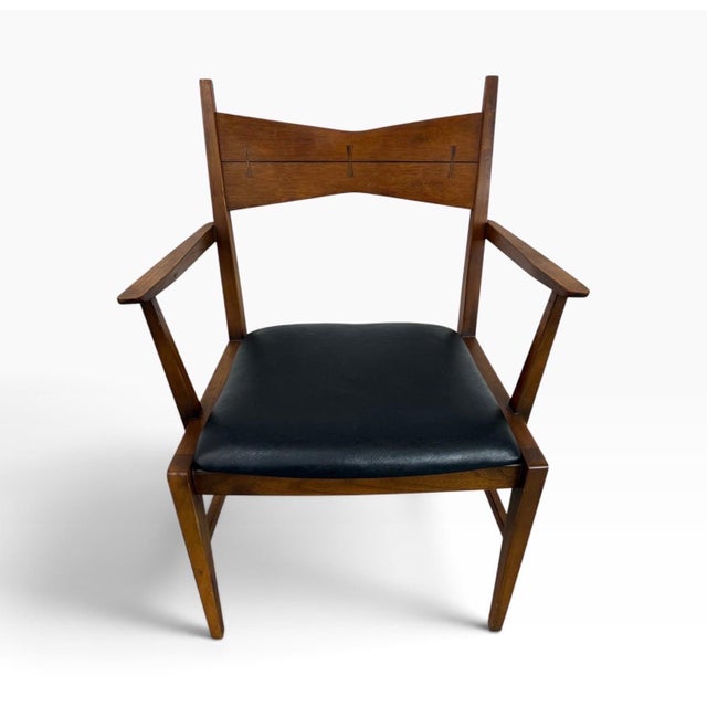 Lane Furniture Mid-Century Modern Lane Tuxedo Walnut Dining Chairs - Set of 6 For Sale - Image 4 of 9