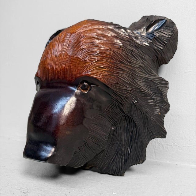 Mid-Century Modern Ainu Wood Carving Bear Head, 1960s For Sale - Image 3 of 7