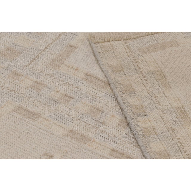 Textile Rug & Kilim’s Scandinavian-Inspired Rug in Beige With Geometric Grid For Sale - Image 7 of 9