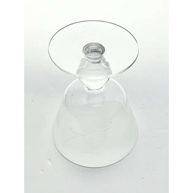 Glass 1950s Vintage Mid-Century Set of 7 Etched Wheat Coupe Champagne Glasses For Sale - Image 7 of 7
