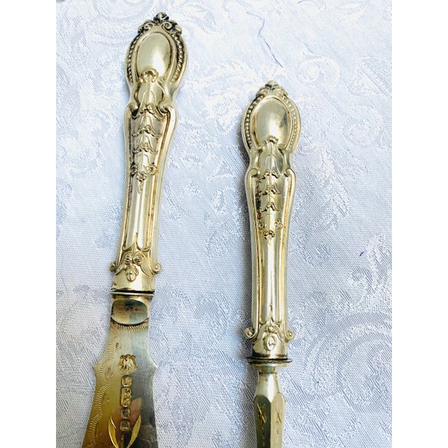 1878 Silverplated Hand Etched Fish Carving Set by Ainsworth Taylor Birmingham Uk- 2 Pieces For Sale - Image 9 of 12