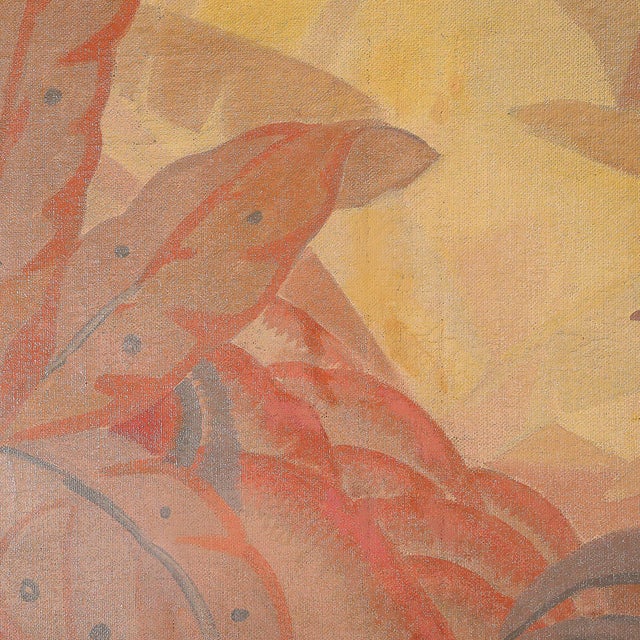 Art Deco Art Deco Signed Gaston Andre Oil on Canvas Tropical Landscape of Palms For Sale - Image 3 of 15
