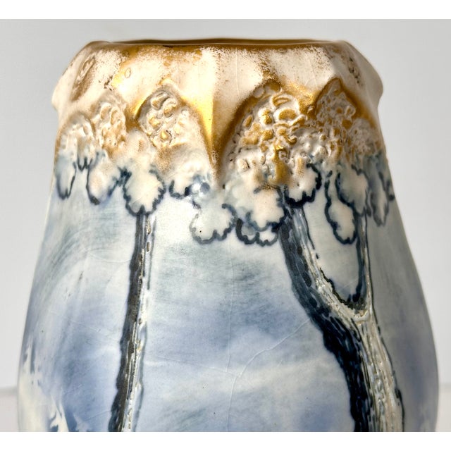 Turn-Teplitz Alexandra Porcelain Works Ernst Wahliss Winter Snow Ice Curtain Vase c.1905-1910 For Sale - Image 6 of 15