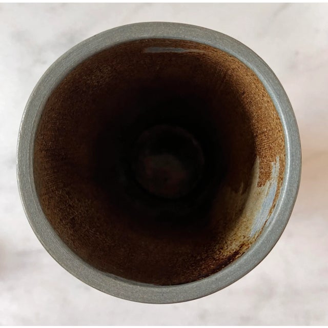 Army Green Vintage Mid Century Ceramic Silo Lidded Jar For Sale - Image 8 of 10