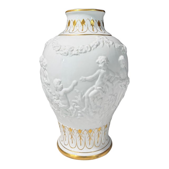 Capodimonte Italian Glazed Ceramic Vase For Sale