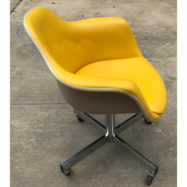 Vintage Mid Century Yellow Eames Style Shell Rolling Desk Chair Chairish