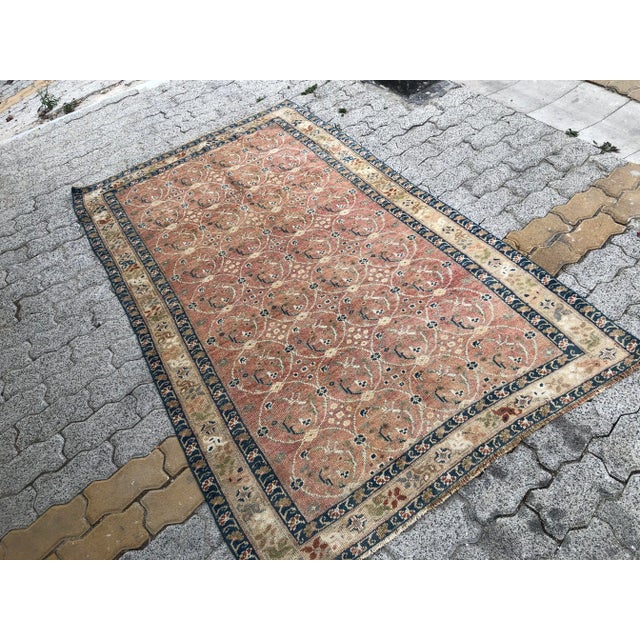 Turkish 1960s Handmade Apricot Colour Turkish Rug For Sale - Image 3 of 11