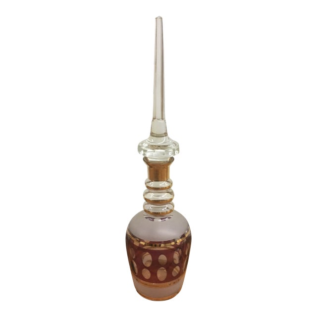 Etched Glass Decanter With Stopper For Sale