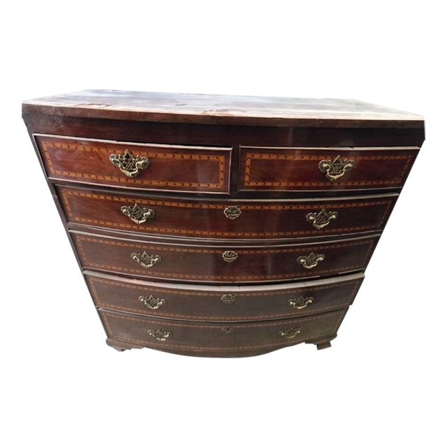 Regency / George III Style Inlaid Bowfront Chest of Drawers. For Sale
