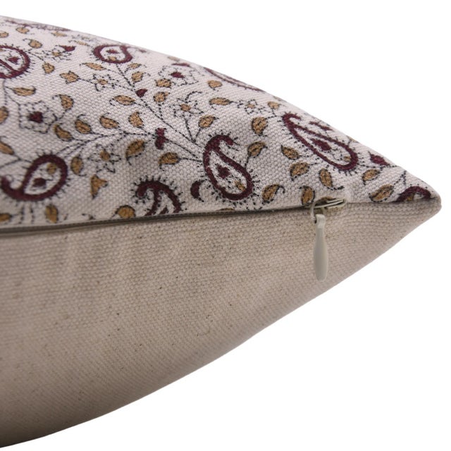 Art Deco Fabdivine Decorative Block Print Cushion Cover 14x36 Inch Duck Canvas-Kari Jaal For Sale - Image 3 of 4