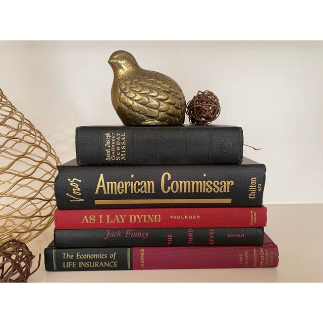 Paper Mid-Century Vintage Book Stack in Black and Red - Set of 5 For Sale - Image 7 of 7