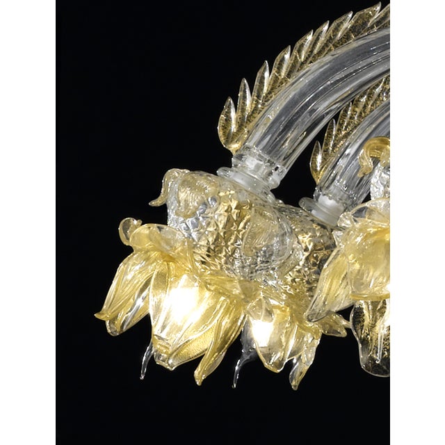 Traditional venetian Murano glass chandlier , full of hand-made details of blowing glass . Full of gold-leaf With Flowers...