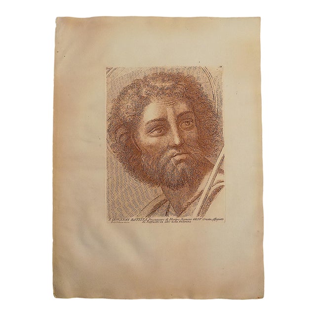 Late 18th Century Authentic Antique 18th Century Elephant Folio Sepia Etching After Raphael - John the Baptist For Sale - Image 5 of 5