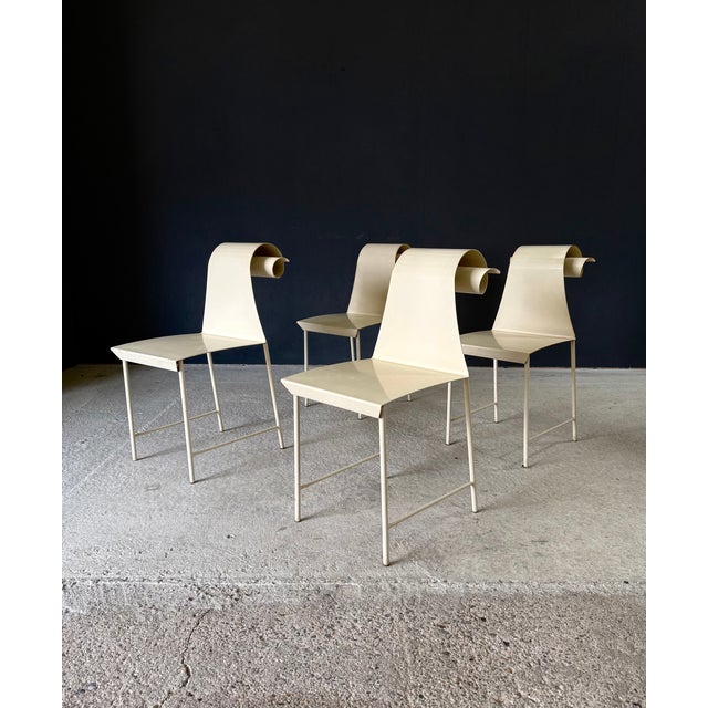 Beige Vintage French Metal Swirl Back Garden Chairs, 1960s, Set of 4 For Sale - Image 8 of 18